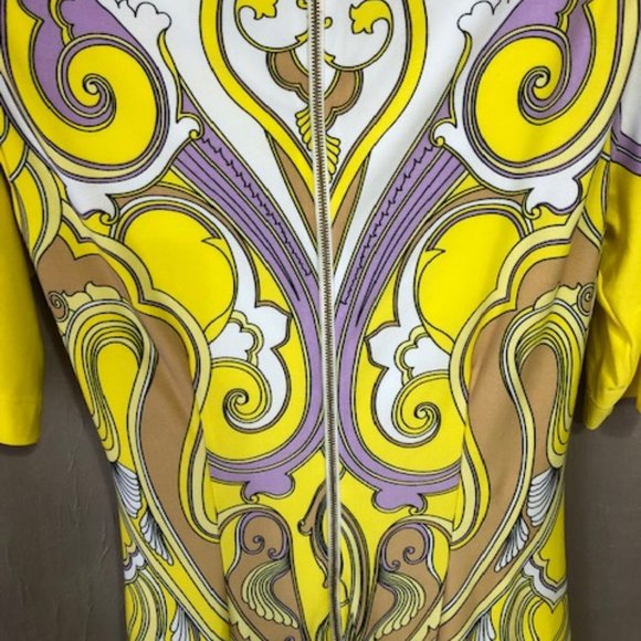 Taylor Yellow and Purple Drape Neck Dress - Picture 3 of 6